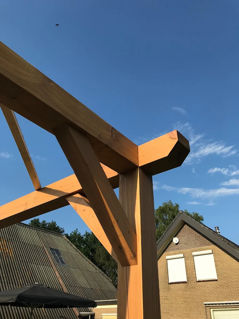 Detail van een houten draagconstructie